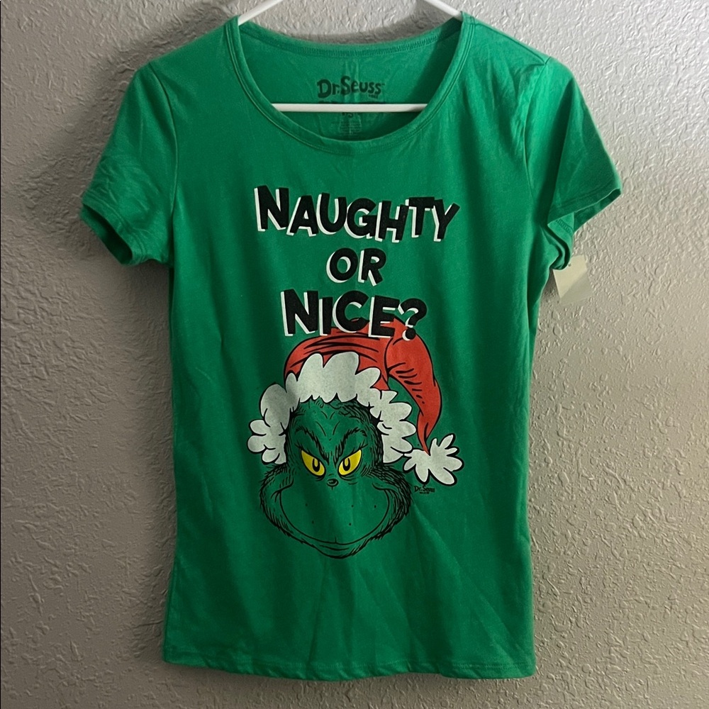 Dr. Seuss Green Naughty or Nice Kids T-Shirt
